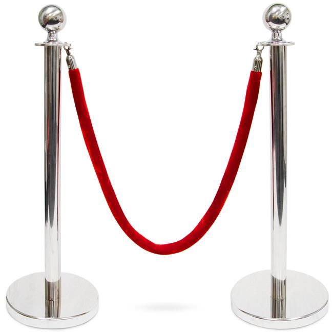 Photo 1 of 3-foot Ball Top Stanchions with 4.5-foot Red Velvet Rope S
