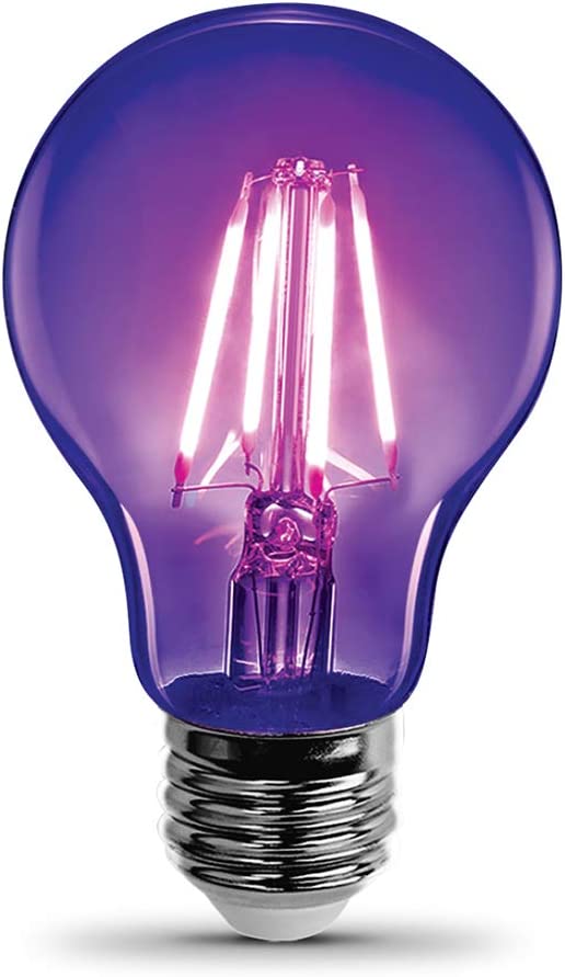 Photo 1 of 2pcks of Feit Electric A19/BLB/LED 7 Watt Non-Dimmable Filament Glass A19 LED Light Bulb, Black Light for Party, Stage, Special Effects, Halloween
