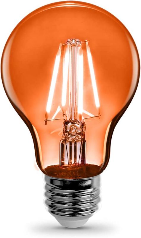 Photo 1 of 4pcks of Feit Electric A19/TO/LED Filament 25W Equivalent Dimmable Clear Glass Light Bulb, Orange
