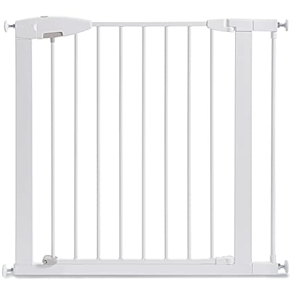 Photo 1 of Munchkin Easy Close Pressure Mounted Baby Gate for Stairs, Hallways and Doors, Walk Through with Door, Metal, White, 35x29.5 Inch (Pack of 1)
