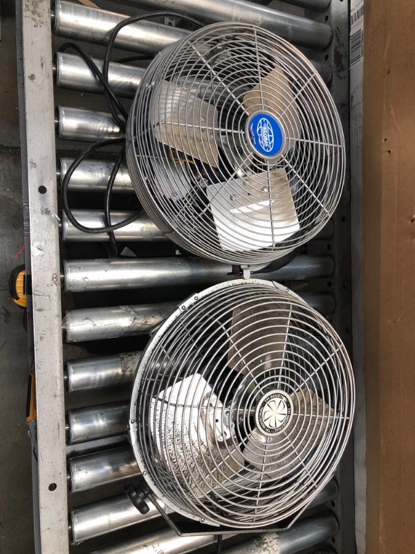 Photo 1 of NONFUNCTINAL-PARTS ONLY- (2) 12" WORKSTATION FANS GLOBAL INDUSTRIES/TPI INDUSTRIES