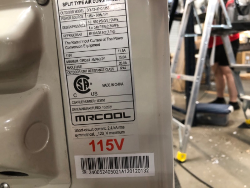 Photo 7 of MrCool 12000 BTU/H DIY Mini Split Heat Pump A/C Condenser, 25A, 115V **THIS IS ONLY THE OUTSIDE PIECE< MISSING INSIDE HEEAD UNIT TO COMPLETE MINI SPLIT>
