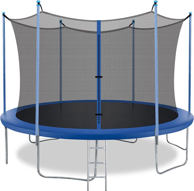 Photo 1 of 8FT  Trampoline with Enclosure Net Outdoor Jump Rectangle Trampoline - ASTM Approved-Combo Bounce Exercise Trampoline PVC Spring Cover Padding for Kids and Adults
