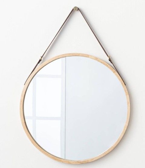 Photo 1 of 26" Wood Mirror with Pleather Strap Hanger - Threshold™ designed with Studio McGee

