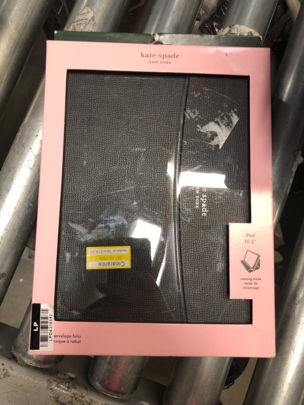 Photo 2 of Kate Spade New York Envelope Folio for iPad 10.2" - Black Crumbs/Gold Sticker Logo

