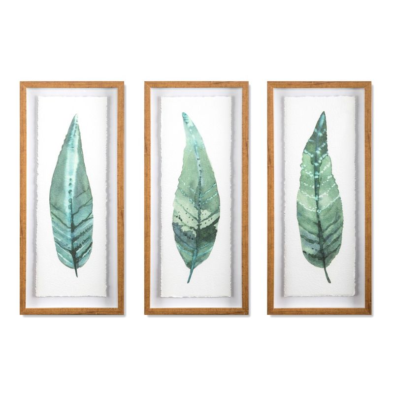 Photo 1 of (Set of 3) 28"x12" Framed Leaves Decorative Wall Art White - Threshold™
