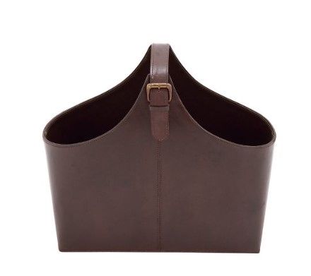 Photo 1 of 14" x 16" Traditional Leather Magazine Holder with Belt Strap Handle - Olivia & May

