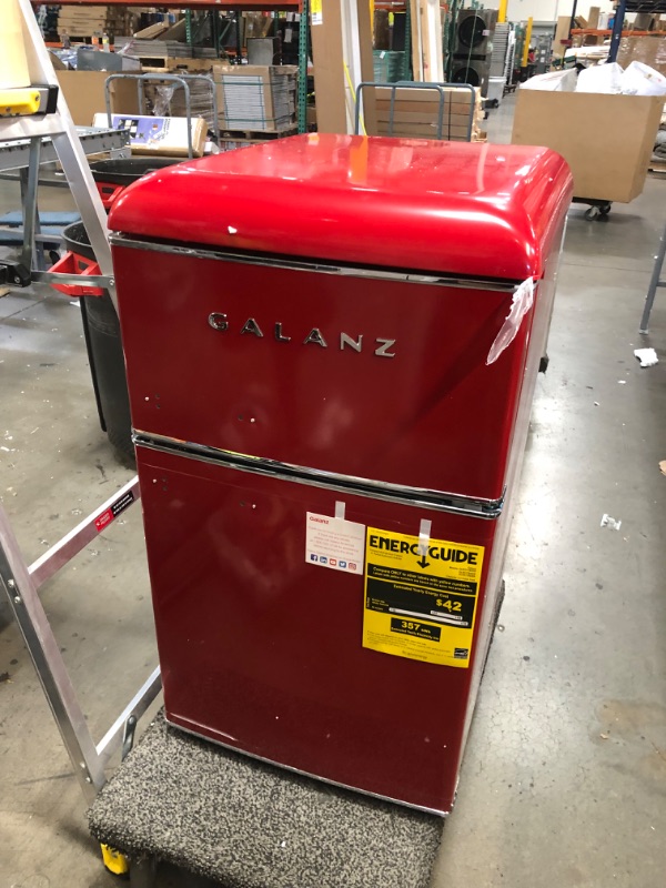 Photo 2 of Galanz 3.1 cu. ft. Retro Mini Fridge with Dual Door True Freezer in Red