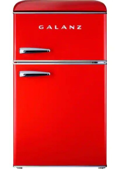 Photo 1 of Galanz 3.1 cu. ft. Retro Mini Fridge with Dual Door True Freezer in Red