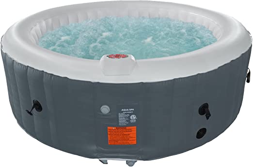 Photo 1 of #WEJOY AquaSpa Portable Hot Tub 81.9 X 81.9 Inch Air Jet Spa 4-6 Person Inflatable Round Outdoor Heated Hot Tub Spa with 130 Bubble Jets,Gray
