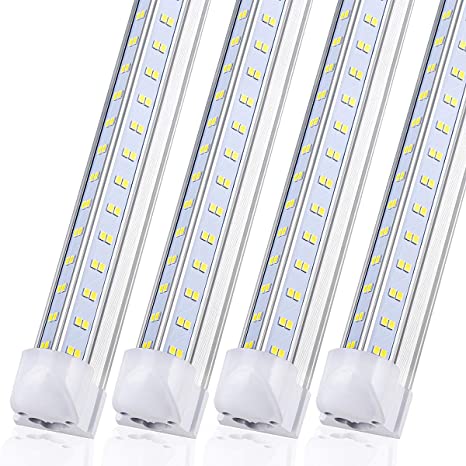 Photo 1 of (BENT LEDS) 8FT LED Shop Light Fixture - 120W 14400LM, 5000K-5700K Daylight, 96'' T8 Integrated V Shape Fluorescent Tube Lights, High Output Bulbs for Garage Warehouse Workshop,Linkable Plug and Play (Pack 8pcs)
