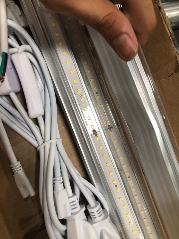 Photo 5 of (BENT LEDS) 8FT LED Shop Light Fixture - 120W 14400LM, 5000K-5700K Daylight, 96'' T8 Integrated V Shape Fluorescent Tube Lights, High Output Bulbs for Garage Warehouse Workshop,Linkable Plug and Play (Pack 8pcs)
