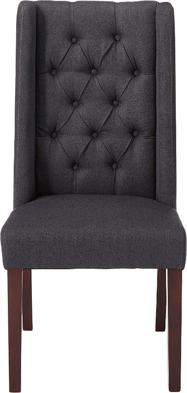 Photo 1 of *INCOMPLETE* Christopher Knight Home Blythe Tufted Fabric Dining Chairs, 2-Pcs Set, Dark Charcoal / Brown
