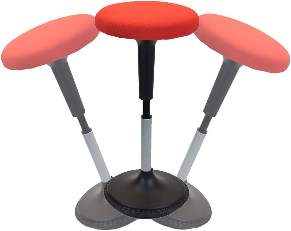 Photo 1 of WOBBLE STOOL Standing Desk Chair ergonomic tall adjustable height sit stand-up office balance drafting bar swiveling leaning perch perching high swivels 360 computer for adults kids active sitting red
