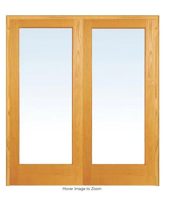 Photo 1 of 72 in. x 80 in. Both Active Unfinished Pine Wood Full Lite Clear Prehung Interior French Door
