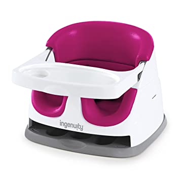 Photo 1 of Ingenuity Baby Base 2-in-1 Booster Feeding and Floor Seat with Self-Storing Tray - Pink Flambe
