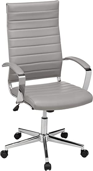 Photo 1 of ***PARTS ONLY*** Amazon Basics High-Back Executive Swivel Office Desk Chair with Ribbed Puresoft Upholstery - Grey, Lumbar Support, Modern Style
23.9"D x 24.69"W x 41.5"H
