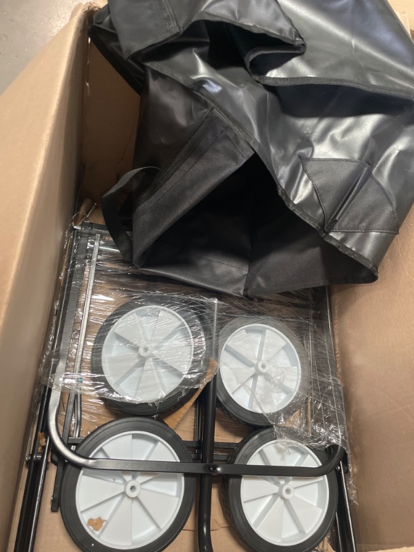 Photo 1 of USED: YSSOA Rolling Folding & Rolling Collapsible Garden Cart, Outdoor Camping Wagon Utility with 360 Degree Swivel Wheels & Adjustable Handle, Black 220lbs Weight Capacity