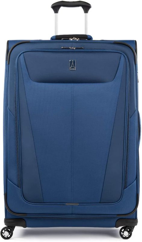 Photo 1 of Travelpro Maxlite 5 Softside Expandable Spinner Wheel Luggage, Sapphire Blue, Checked-Large 29-Inch **used, minor dirt stains**
