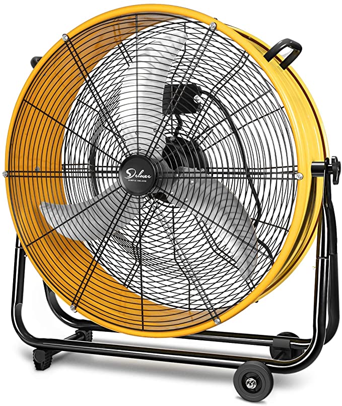 Photo 1 of Simple Deluxe HIFANXDRUM24 24 Inch Heavy Duty Metal Industrial Drum Fan, 3 Speed Air Circulation for Warehouse, Greenhouse, Workshop, Patio, Factory and Basement - High Velocity , Yellow
