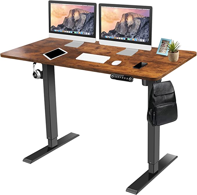 Photo 1 of Electric Standing Desk 48 x 24 inches, Adjustable Height Computer Desk, Ergonomic Sit Stand Home Office Desk, Four Preset Heights, Current Protection Function, 27''-45'' Lifting Range Stand Up Desk
