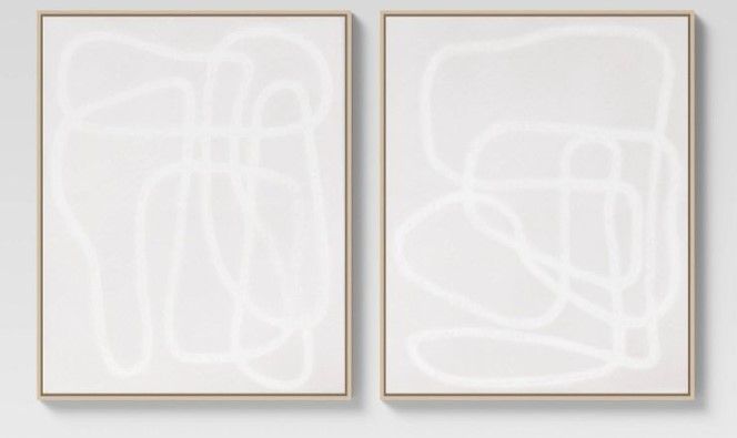 Photo 1 of (Set of 2) 24" x 30" Line Drawing Wall Canvases Gray/White - Threshold™

