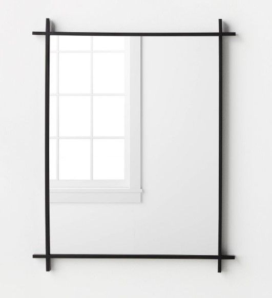 Photo 1 of 24" x 30" Cross Corner Metal Wall Mirror Black - Threshold™ designed with Studio McGee

