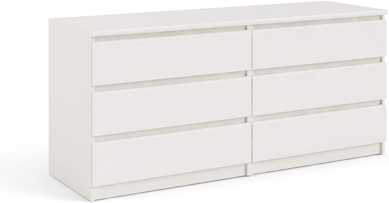 Photo 1 of *INCOMPLETE* Tvilum Scottsdale 6 Drawer Double Dresser, White Wood Grain *BOX 1 OF 2 
