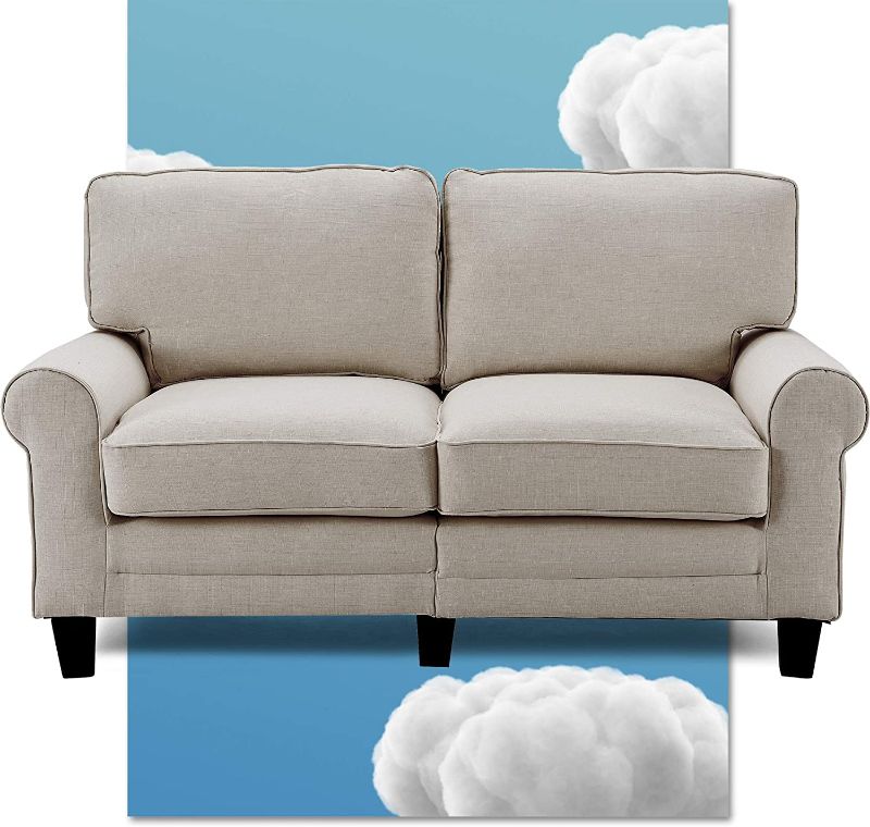 Photo 1 of *incomplete* Serta Copenhagen 61" Loveseat - Pillowed Back Cushions and Rounded Arms, Durable Modern Upholstered Fabric - Light Gray
