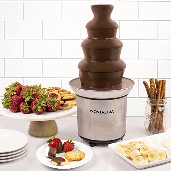 Photo 1 of *INCOMPLETE ITEM* Nostalgia 32-Ounce Stainless Steel Chocolate Fondue Fountain, 2-Pound Capacity, Easy to Assemble 4 Tiers, Perfect For Nacho Cheese, BBQ Sauce, Ranch, Liqueurs, 2-lb