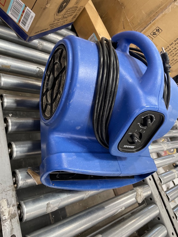 Photo 2 of ***NON-FUNCTIONAL PARTS ONLY***
XPOWER X-430TF 1/3 Horsepower 3 Speed Utility Floor Fan Blower with Timer Blue
