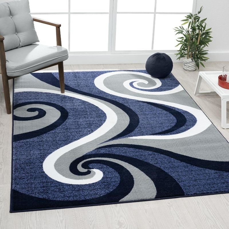 Photo 1 of 0327 Blue 8x10 Area Rug Carpet Large New
