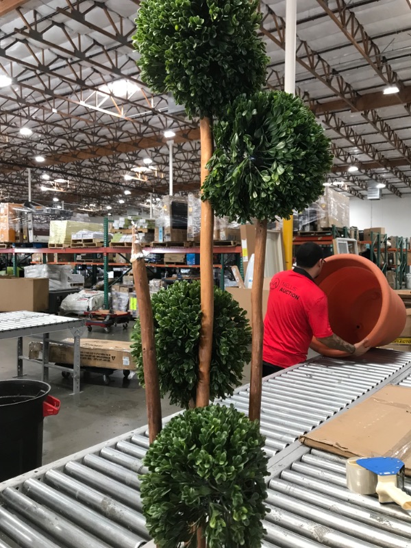 Photo 2 of (DAMAGE)Nearly Natural 4' Boxwood Uv-Resistant Indoor/Outdoor Topiary Tree
