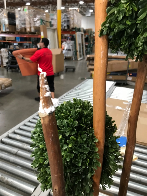 Photo 4 of (DAMAGE)Nearly Natural 4' Boxwood Uv-Resistant Indoor/Outdoor Topiary Tree
