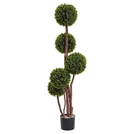 Photo 1 of (DAMAGE)Nearly Natural 4' Boxwood Uv-Resistant Indoor/Outdoor Topiary Tree
