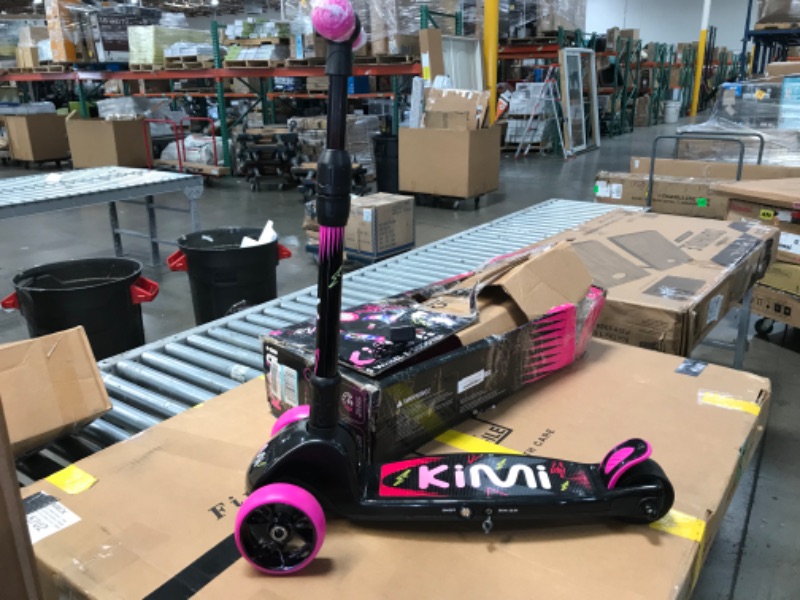 Photo 6 of (DOES NOT FUNCTION)KIMI Electric Scooter for Kids, 3 Wheel Electric Scooter for Toddlers Girls Boys, Adjustable Height, Lean to Steer, Electric Kick Scooter for Kids with LED Light light- and light up Wheels Ages 4-7 Unique GiftHOW TO RIDE? WHILE PUSHING 