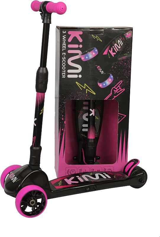 Photo 1 of (DOES NOT FUNCTION)KIMI Electric Scooter for Kids, 3 Wheel Electric Scooter for Toddlers Girls Boys, Adjustable Height, Lean to Steer, Electric Kick Scooter for Kids with LED Light light- and light up Wheels Ages 4-7 Unique GiftHOW TO RIDE? WHILE PUSHING 