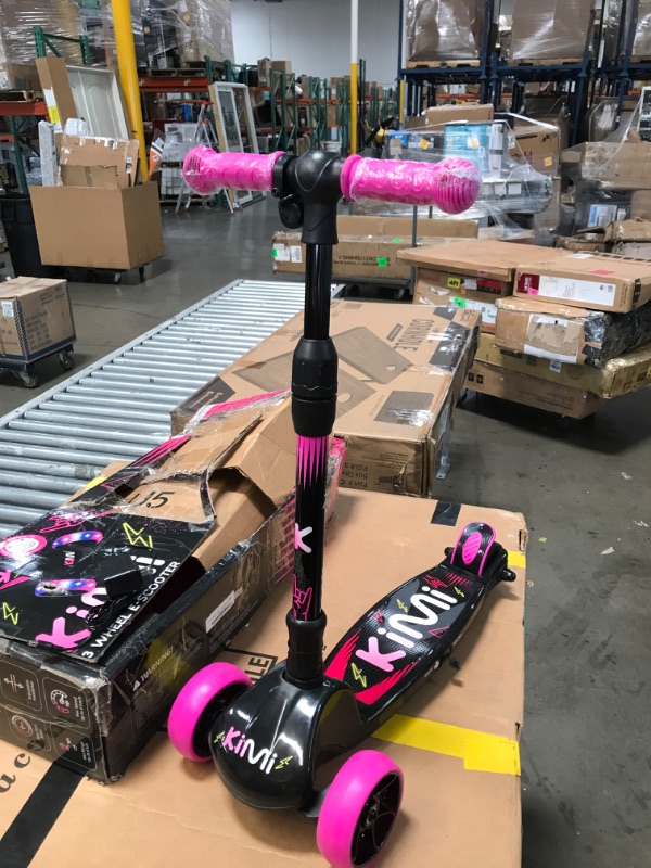 Photo 5 of (DOES NOT FUNCTION)KIMI Electric Scooter for Kids, 3 Wheel Electric Scooter for Toddlers Girls Boys, Adjustable Height, Lean to Steer, Electric Kick Scooter for Kids with LED Light light- and light up Wheels Ages 4-7 Unique GiftHOW TO RIDE? WHILE PUSHING 
