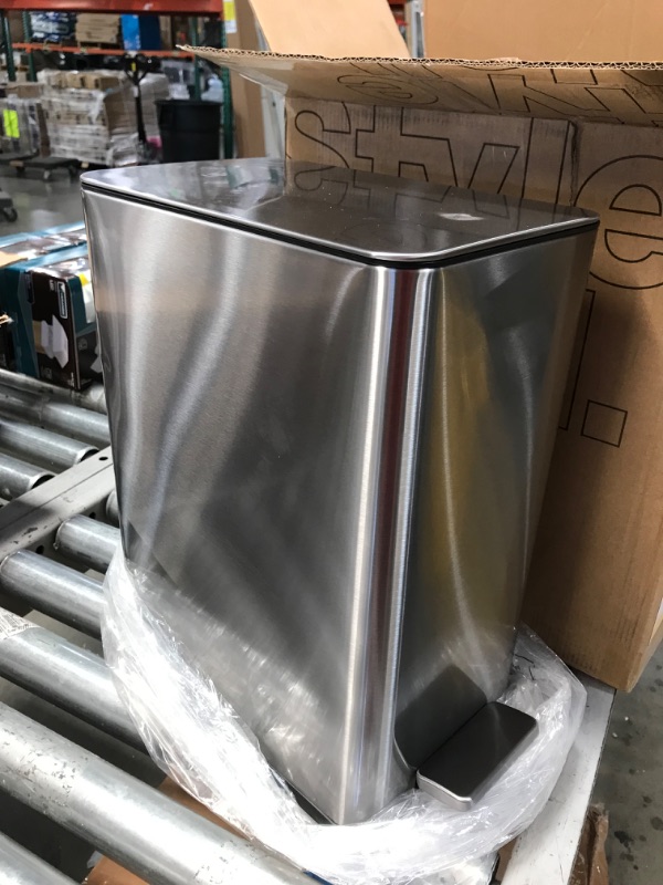 Photo 3 of 2.6 Gal. Stainless Steel Slim Step-On Trash Can