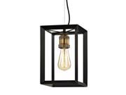 Photo 1 of Home Decorators Collection Walden Forge 1-Light Black Frame Pendant with Antique Brass Socket
