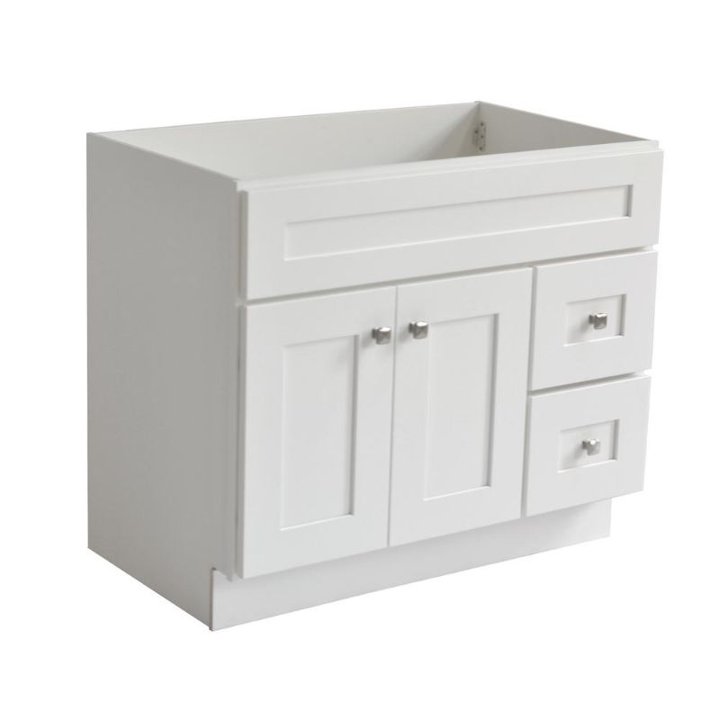 Photo 1 of (CRACKED COMPONENT) Design House Brookings Plywood 36 in. W X 21 in. D 2-Door 2-Drawer Shaker Style Bath Vanity Cabinet Only in White (Ready to Assemble)
