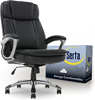 Photo 1 of Serta Big & Tall Executive Office Chair High Back All Day Comfort Ergonomic Lumbar Support, Bonded Leather, Black

