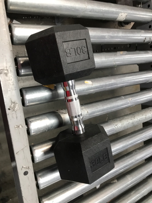 Photo 1 of 30lb rubber hex dumbbell