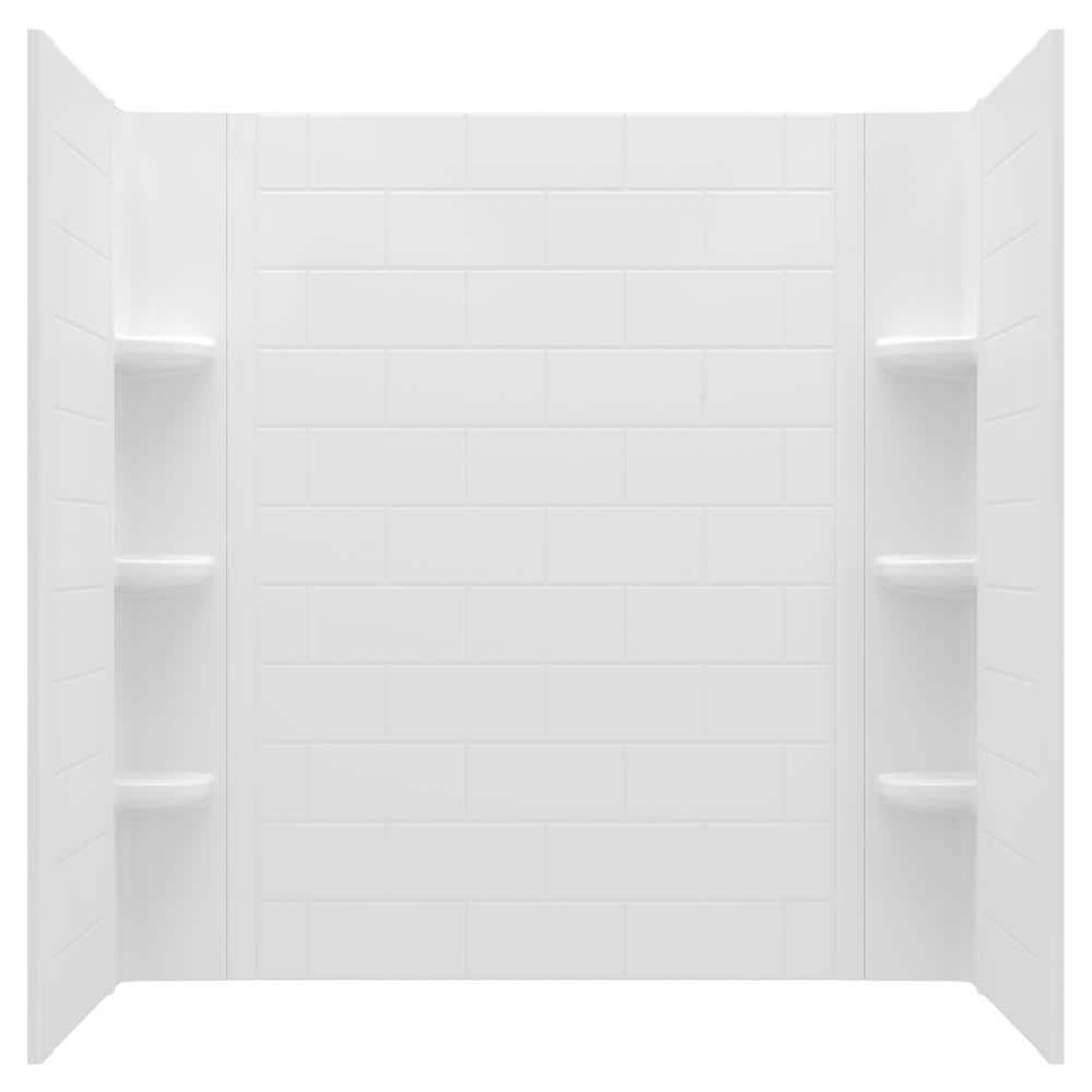 Photo 1 of (PARTS ONLY; MISSING MANUAL; CRACKED; BROKEN OFF CORNERS) American Standard Ovation Curve 60 in. W X 60 in. H 3-Piece Glue up Alcove Tub Surrounds in Arctic White, Artic White
