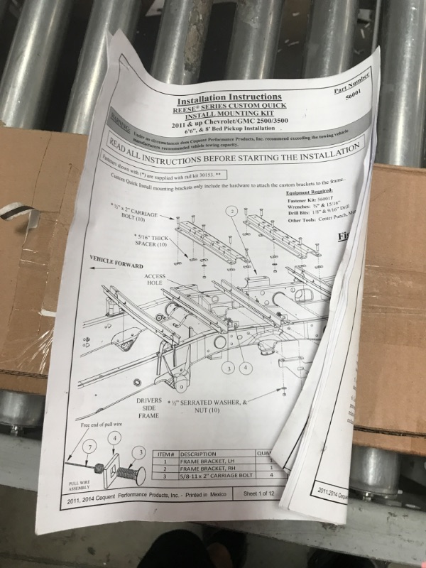 Photo 4 of (INCOMPLETE; NOT FUNCTIONAL; BOX 1OF2; REQUIRES BOX2 FOR COMPLETION) 
Reese Fifth Wheel Hitch Mounting System Custom Install Kit, Outboard, Compatible with Select Chevrolet Silverado : GMC Sierra