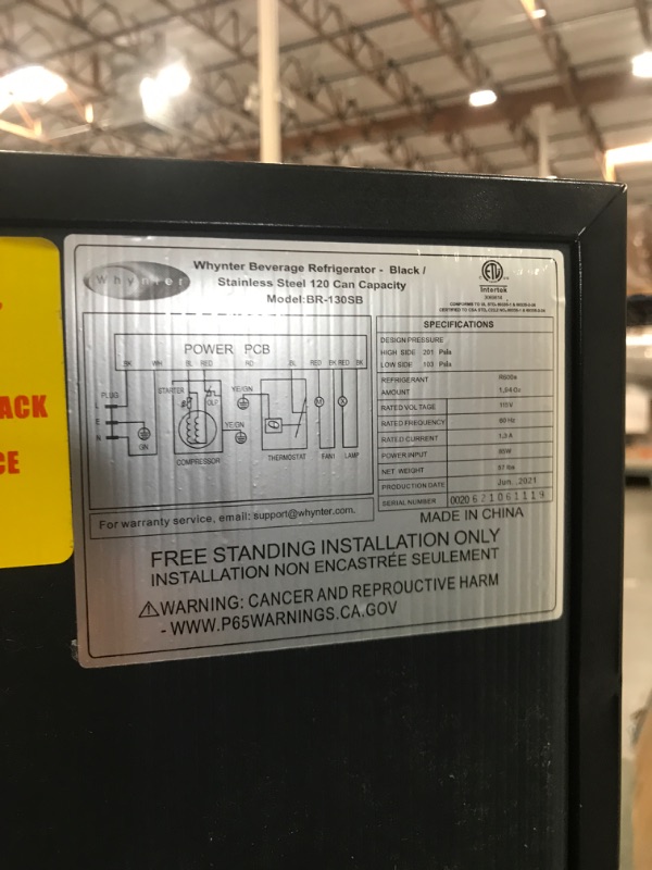 Photo 4 of (DENTED/SCRATCHED) Whynter BR-130SB Internal Fan Beverage Refrigerators, Black/Stainless Steel
