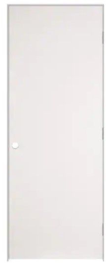 Photo 1 of (DENTED/SCRATCHED; COSMETIC DAMAGES) Masonite 28 in. x 80 in. Flush Hardboard Left-Handed Hollow-Core Smooth Primed Composite Single Prehung Interior Door