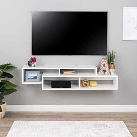 Photo 1 of Prepac Modern Wall Mounted Media Console and Storage Shelf, 58", White