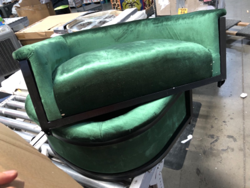 Photo 2 of (missing leg frame, every leg damaged) Christopher Knight Home Best Modern Wide Bucket Velvet Barstool, Emerald and Black (Set of 2)