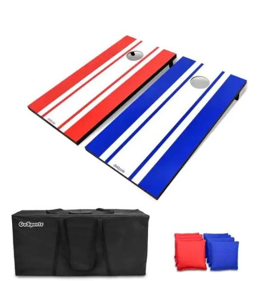 Photo 1 of (DAMAGED BOARDS/BAG) GoSports 4 ft. x 2 ft. Classic Cornhole Set-Includes 8 Bean Bags, Travel Case and Game Rules